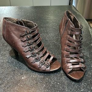 Brown leather heels